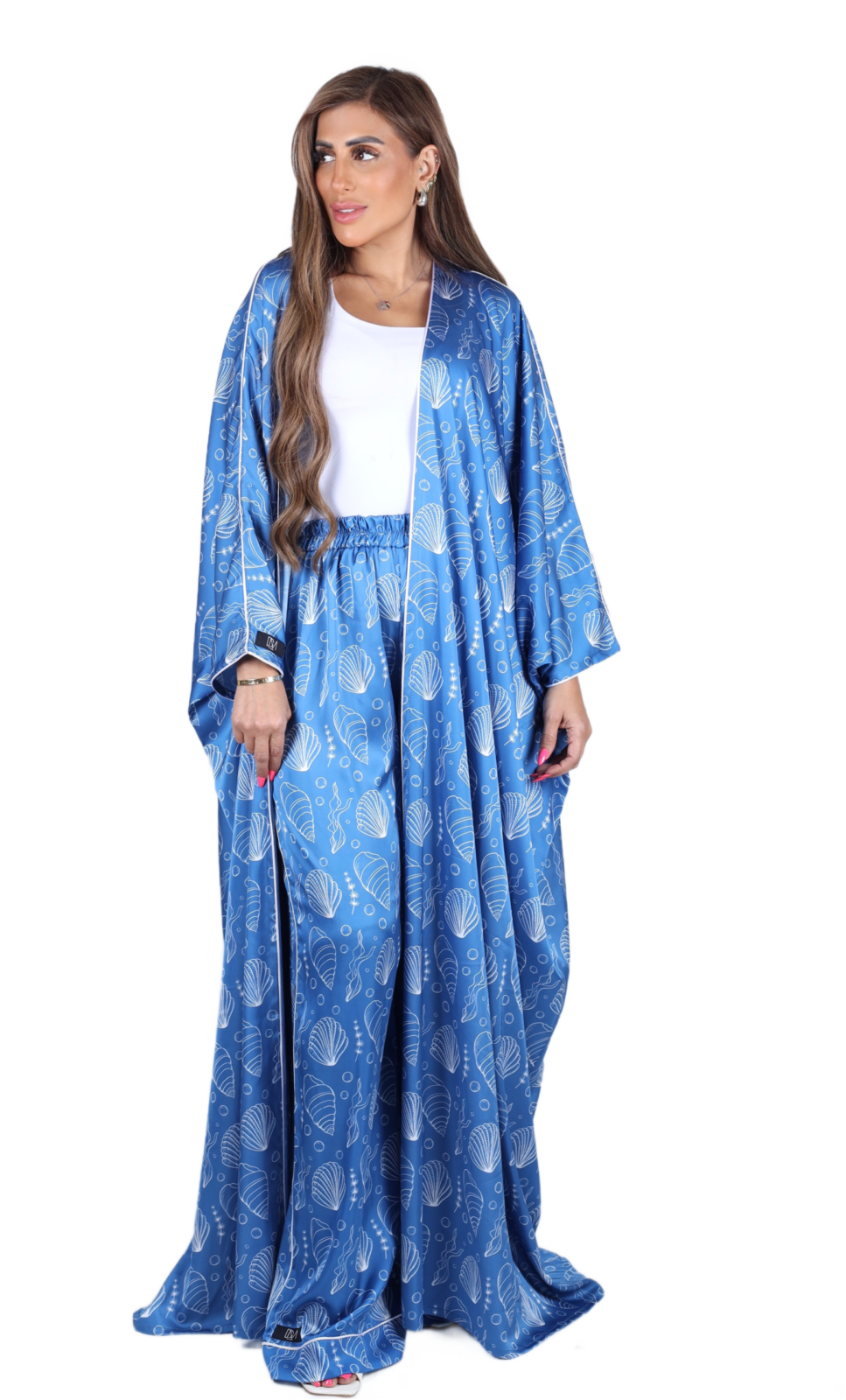 Seashell Silk Abaya Set - Image 2