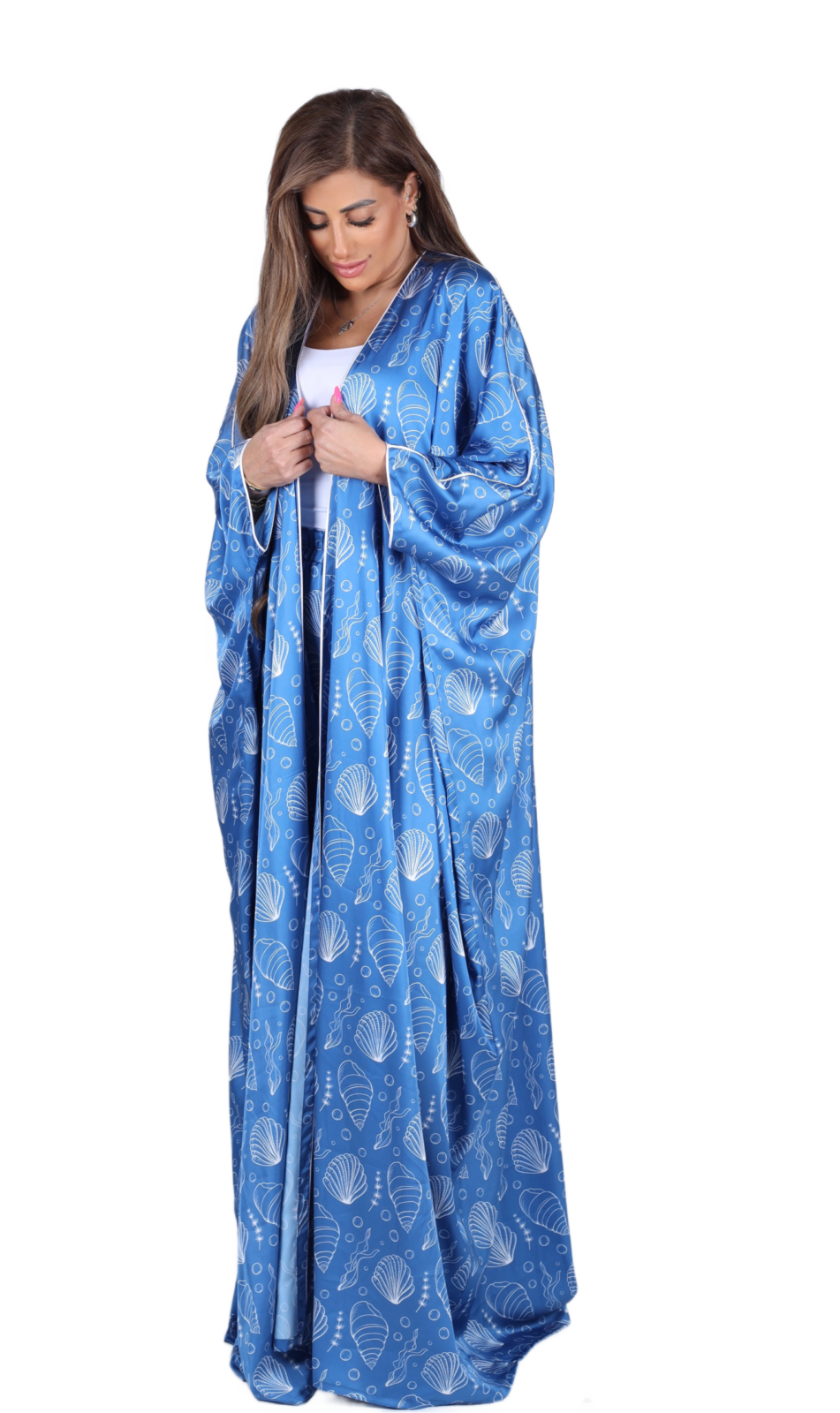 Seashell Silk Abaya Set - Image 3