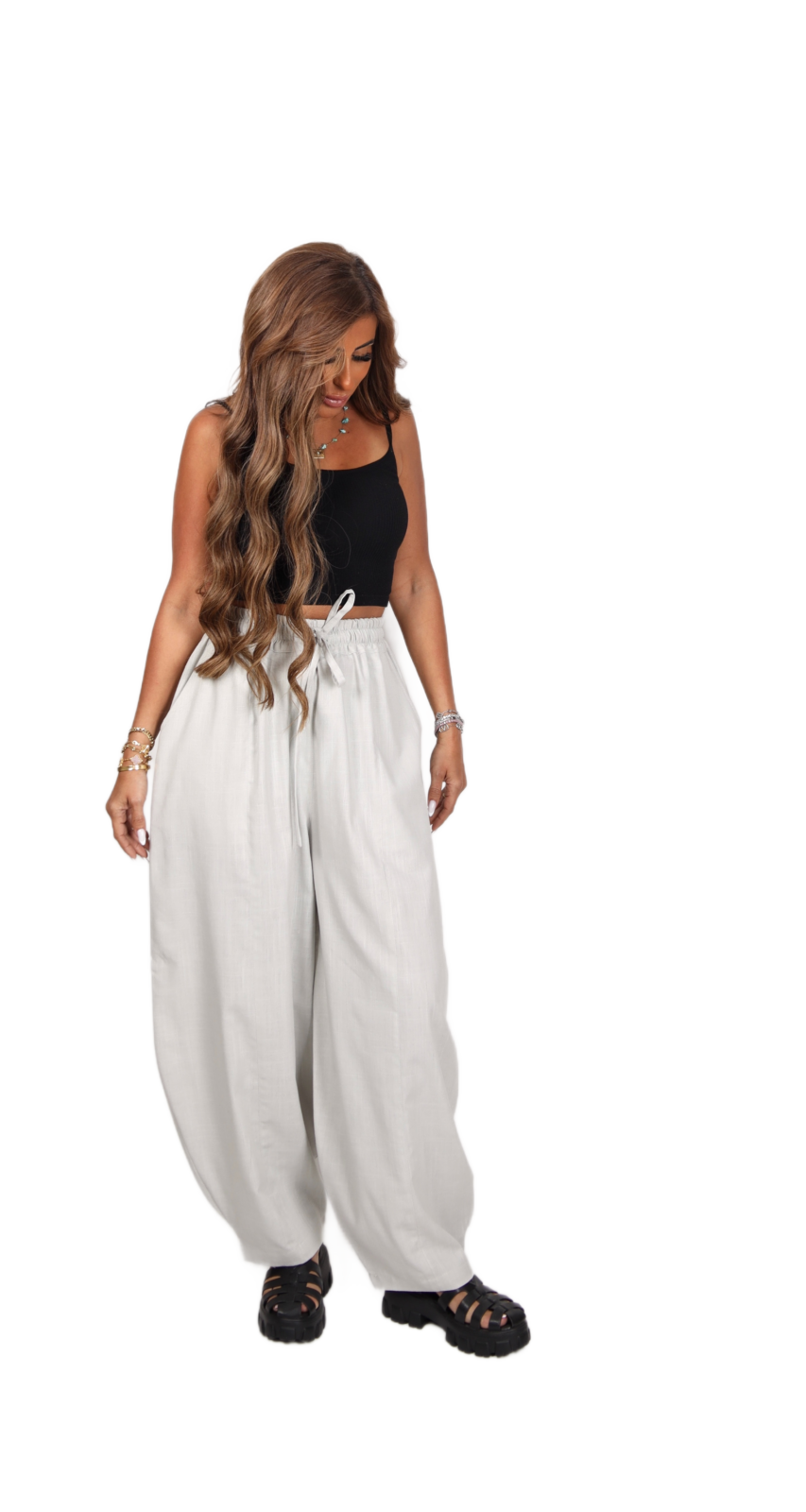 Silver Linen Balloon Pants - Image 8
