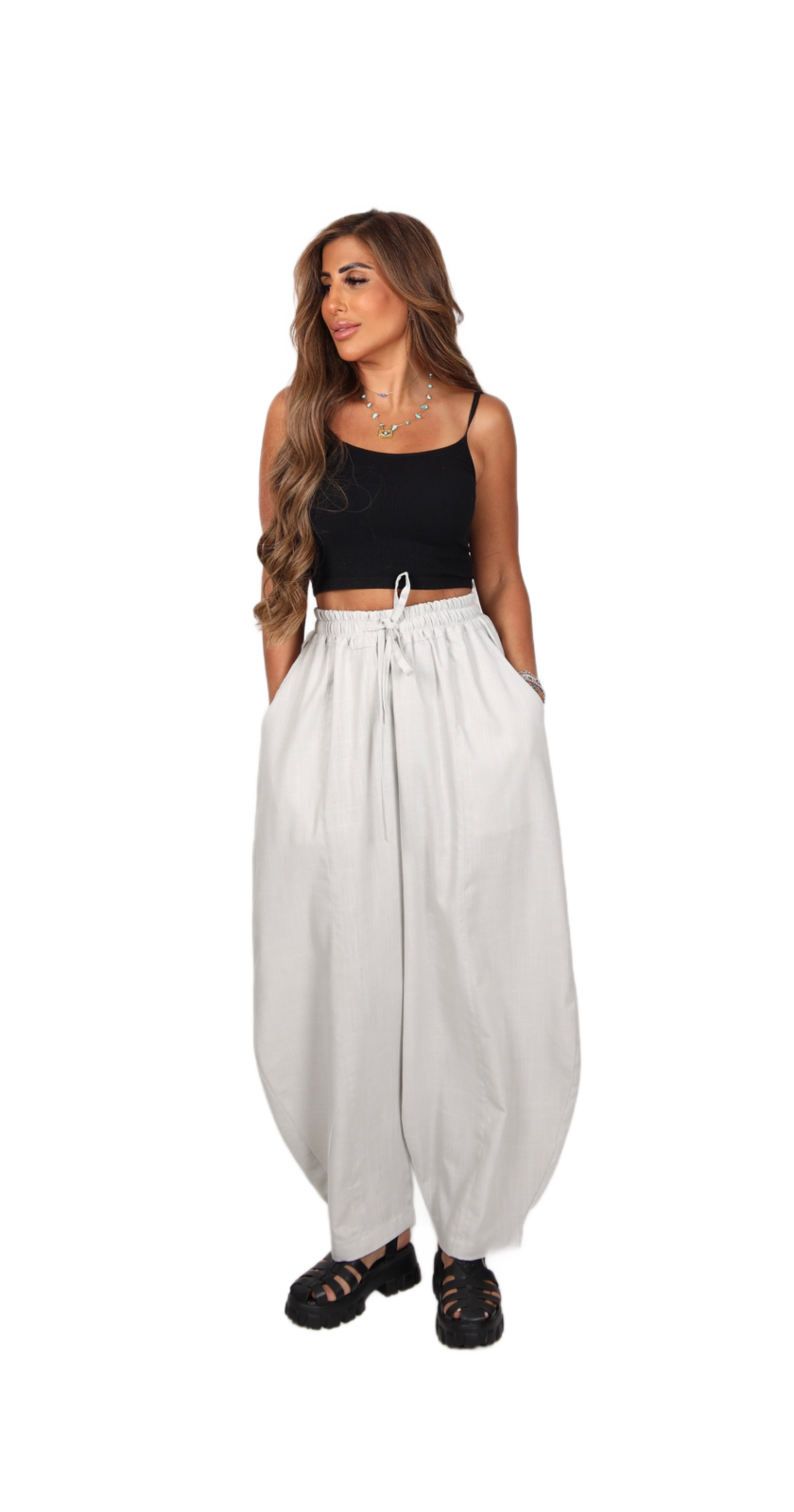 Silver Linen Balloon Pants - Image 7