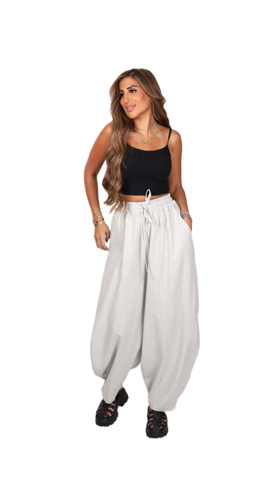 Silver Linen Balloon Pants - Image 4