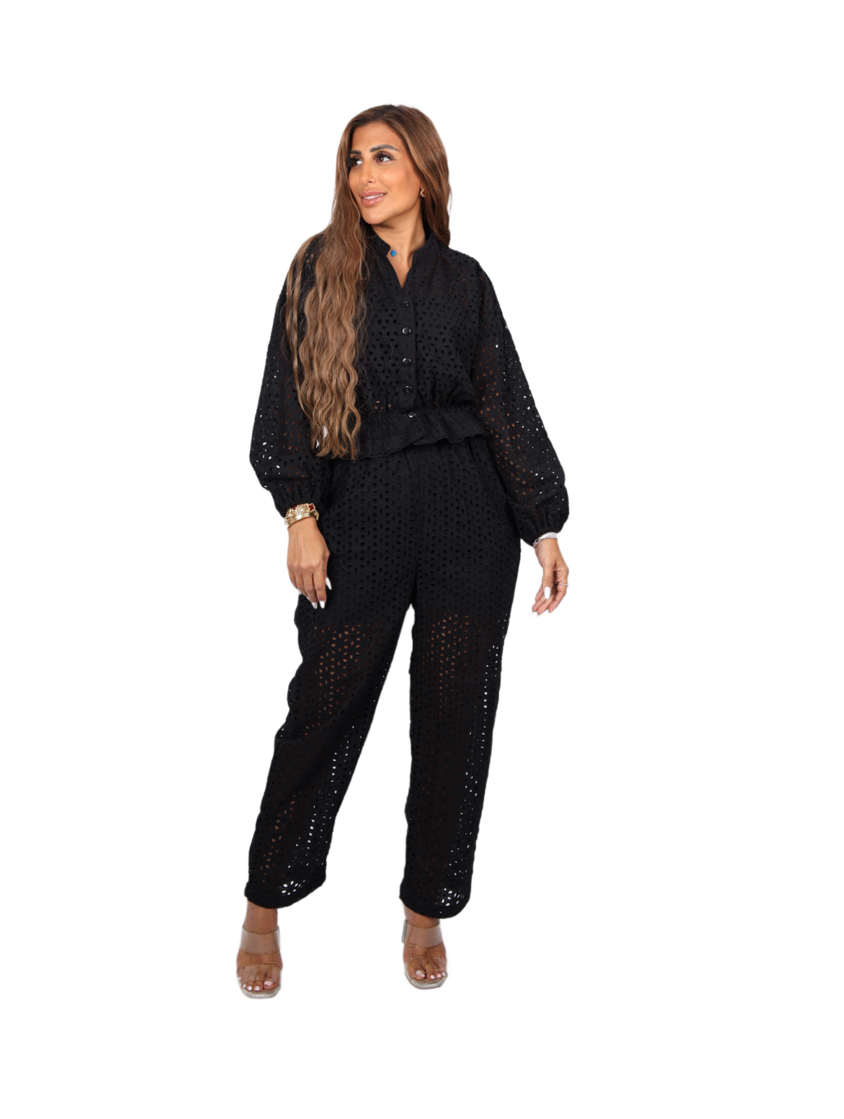 Noir Lace Two-Piece Set Pants